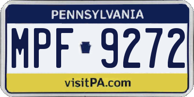 PA license plate MPF9272