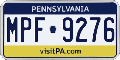 PA license plate MPF9276