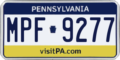 PA license plate MPF9277