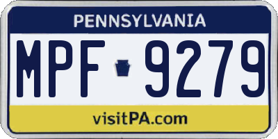 PA license plate MPF9279