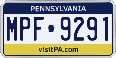 PA license plate MPF9291