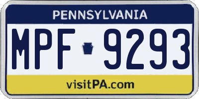 PA license plate MPF9293