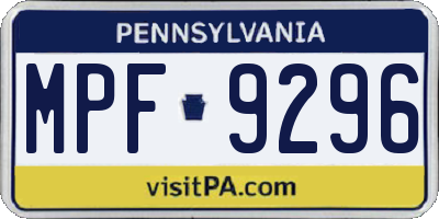 PA license plate MPF9296