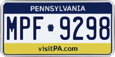 PA license plate MPF9298