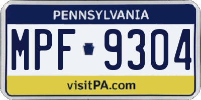 PA license plate MPF9304