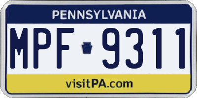 PA license plate MPF9311
