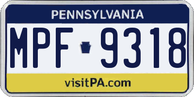 PA license plate MPF9318