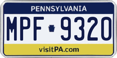 PA license plate MPF9320