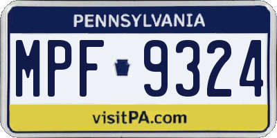 PA license plate MPF9324