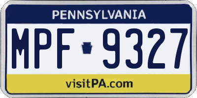 PA license plate MPF9327