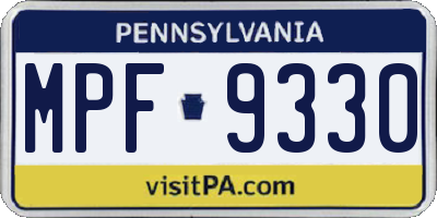 PA license plate MPF9330