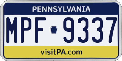 PA license plate MPF9337