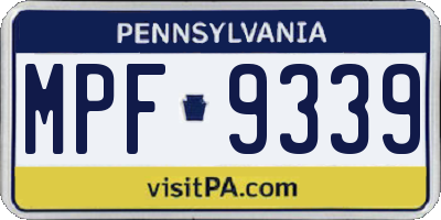 PA license plate MPF9339