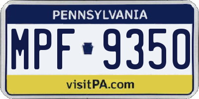 PA license plate MPF9350