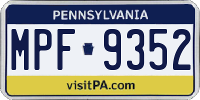 PA license plate MPF9352