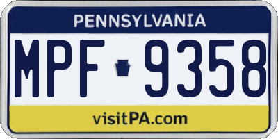 PA license plate MPF9358