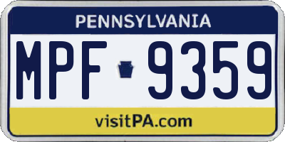 PA license plate MPF9359