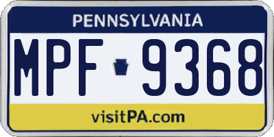 PA license plate MPF9368