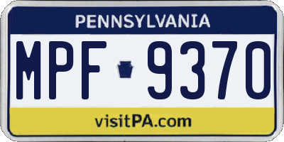 PA license plate MPF9370