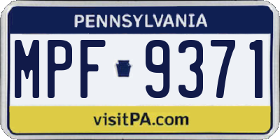 PA license plate MPF9371