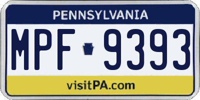 PA license plate MPF9393