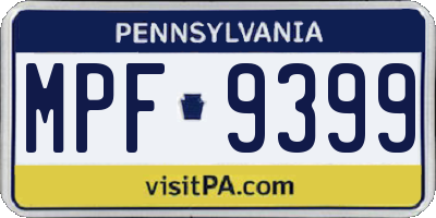PA license plate MPF9399