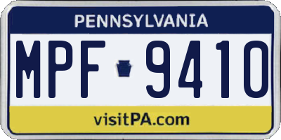 PA license plate MPF9410
