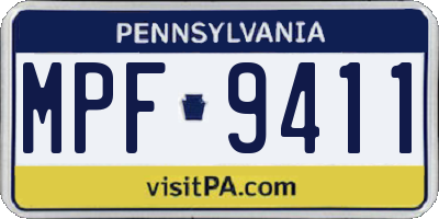 PA license plate MPF9411