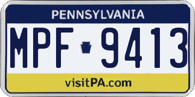 PA license plate MPF9413