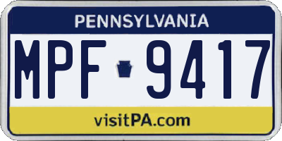 PA license plate MPF9417