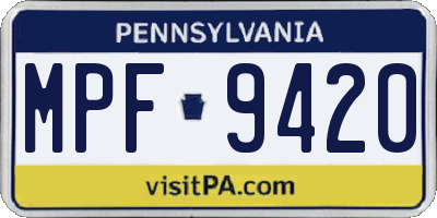 PA license plate MPF9420