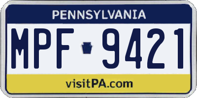 PA license plate MPF9421