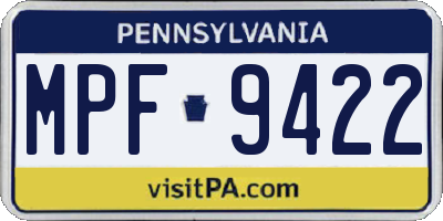 PA license plate MPF9422