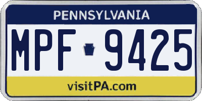 PA license plate MPF9425