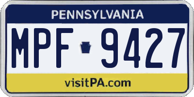 PA license plate MPF9427