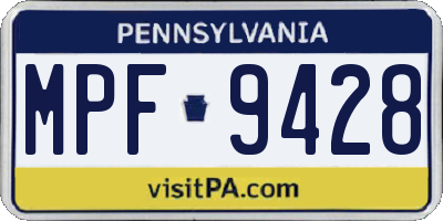 PA license plate MPF9428