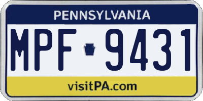 PA license plate MPF9431