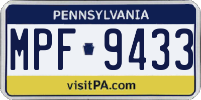 PA license plate MPF9433