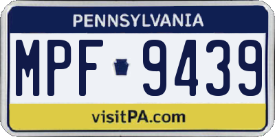 PA license plate MPF9439