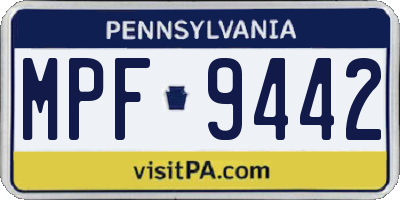 PA license plate MPF9442