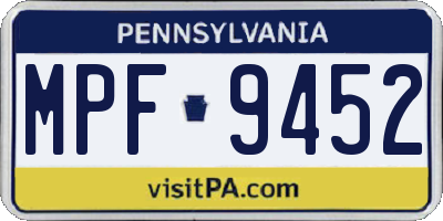 PA license plate MPF9452