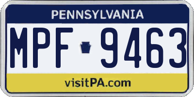 PA license plate MPF9463