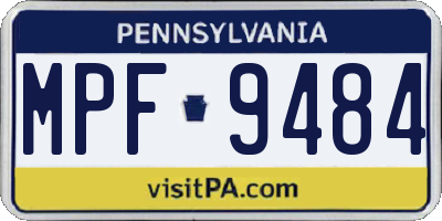 PA license plate MPF9484