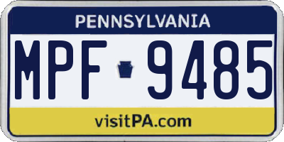 PA license plate MPF9485