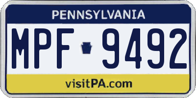 PA license plate MPF9492