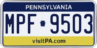 PA license plate MPF9503