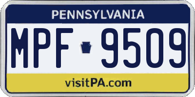 PA license plate MPF9509
