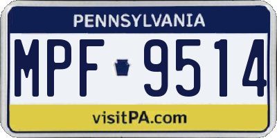 PA license plate MPF9514