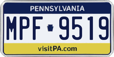 PA license plate MPF9519