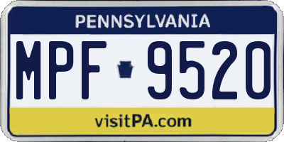 PA license plate MPF9520